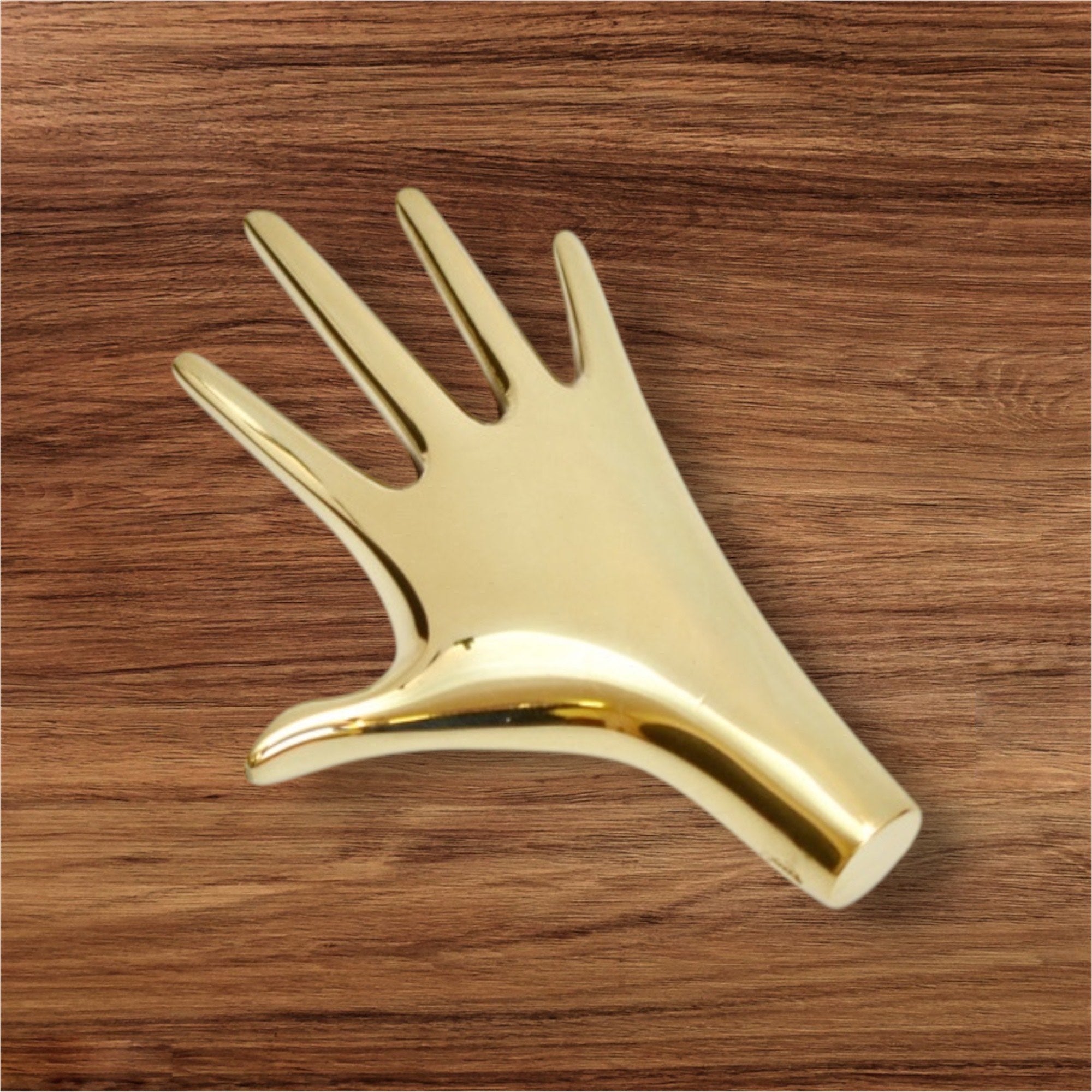 Briefbeschwerer Hand auf Holz von Carl Auböck