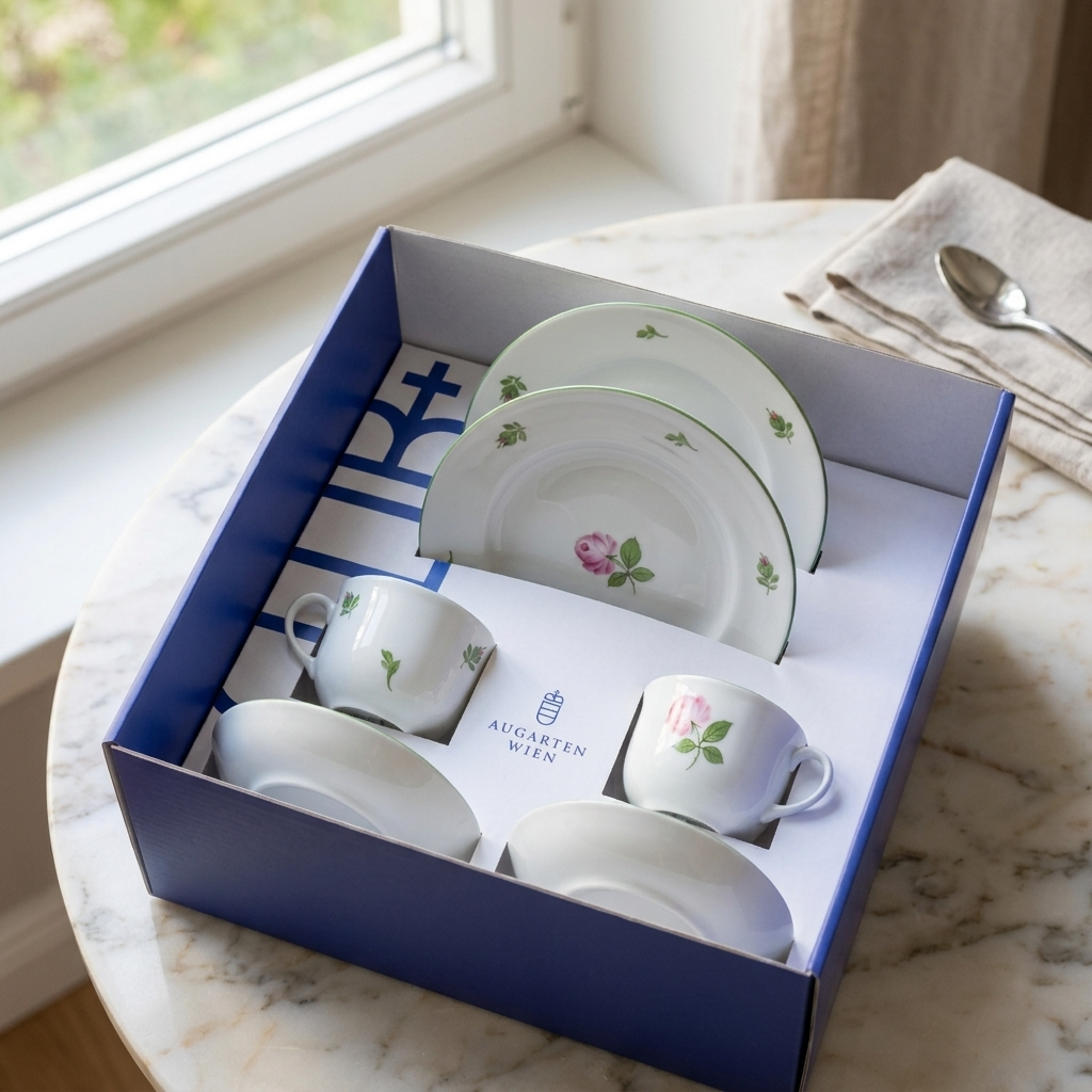 Kaffeeset Dekor Wiener Rose von Augarten Porzellan Wien