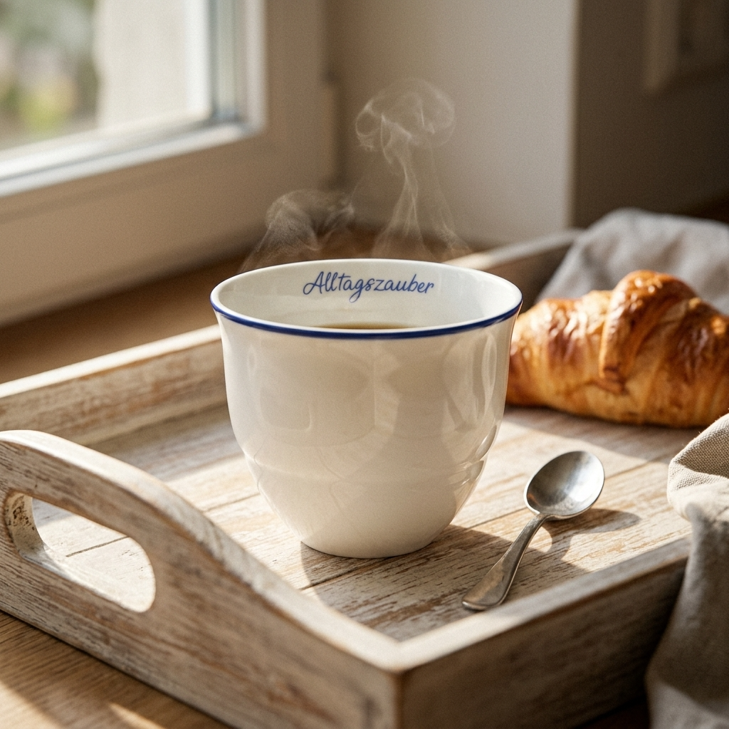 Porzellanbecher mit Aufschrift von Augarten Wien