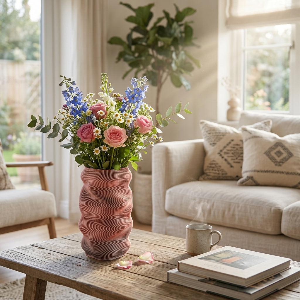 Vase Moire von Sheyn mit Blumen